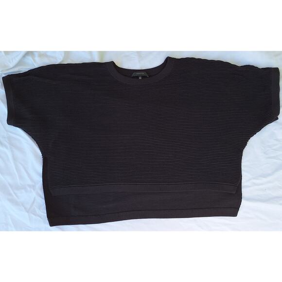 Aritzia BABATON  Donald Ribbed Hi Lo Boxy Cropped Black Top S (small flaw)Dolman - Picture 1 of 10